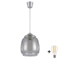 BRILAGI - LED-люстра на тросе RETRO GLASS 1xE27/60W/230V Ø 26 см серебристая/дымчато-серая