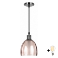 BRILAGI - LED люстра на тросе RETRO GLASS 1×E27/60 Вт/230 В Ø 17 см черная/дымчато-бежевая