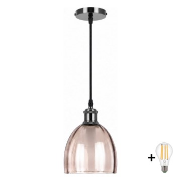 BRILAGI - LED люстра на тросе RETRO GLASS 1×E27/60 Вт/230 В Ø 17 см черная/дымчато-бежевая