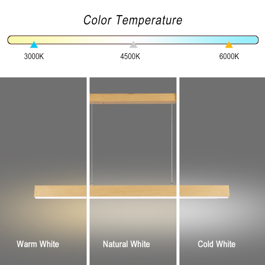 Brilagi - LED-люстра на тросе SLEEKLINE LED/40W/230V 3000/4500/6000K с отделкой под дуб