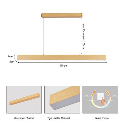 Brilagi - LED-люстра на тросе SLEEKLINE LED/40W/230V 3000/4500/6000K с отделкой под дуб