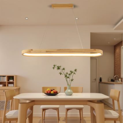 Brilagi - LED Люстра на тросе UMEA WOOD LED/40W/230V 90x22 cm каучуковое дерево