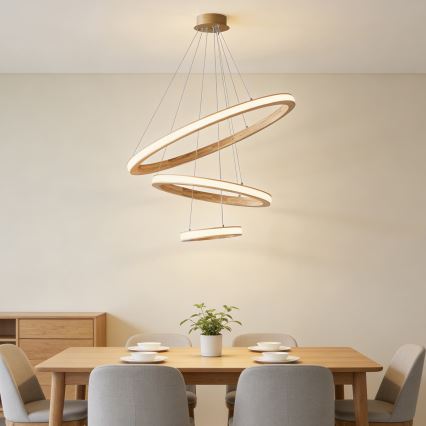 Brilagi - LED люстра на тросе UMEA WOOD LED/45W/230V диам. 60 см дерево