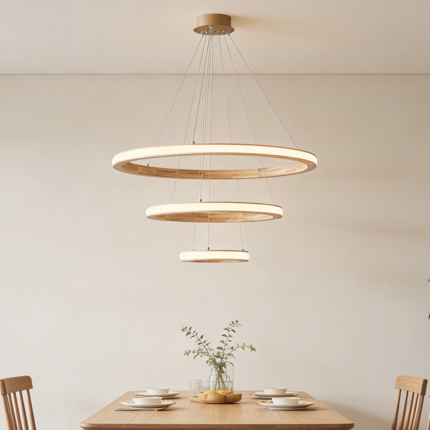 Brilagi - LED люстра на тросе UMEA WOOD LED/45W/230V диам. 60 см дерево