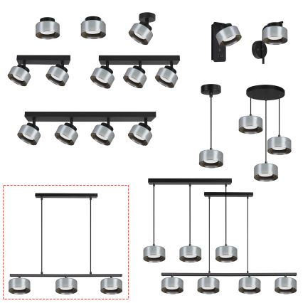 Brilagi - LED Люстра на тросі AURA LUX 3xGX53/30W/230V чорна/димчаста