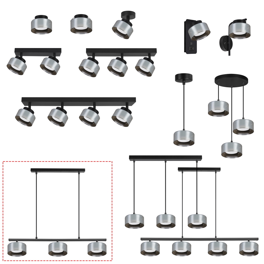 Brilagi - LED Люстра на тросі AURA LUX 3xGX53/30W/230V чорна/димчаста