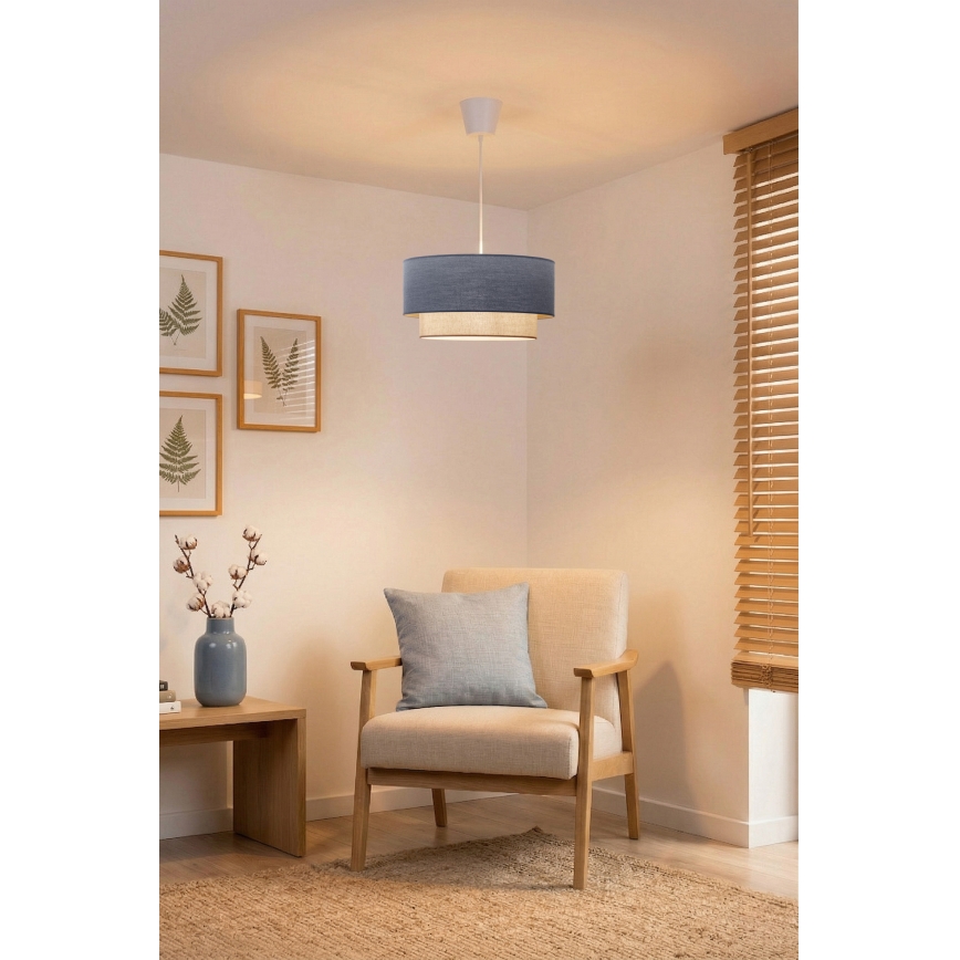 Brilagi - LED люстра на тросі BOHO ECO 1xE27/10W/230V діам. 40 см синя/кремова