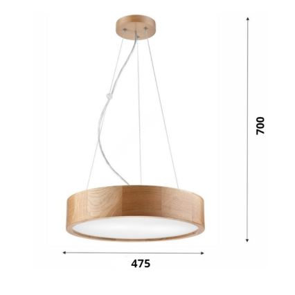 Brilagi - LED-люстра на тросі CARVALHO 3xE27/15W/230V, дуб, діаметр 47,5 см