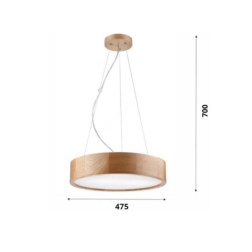 Brilagi - LED-люстра на тросі CARVALHO 3xE27/15W/230V, дуб, діаметр 47,5 см