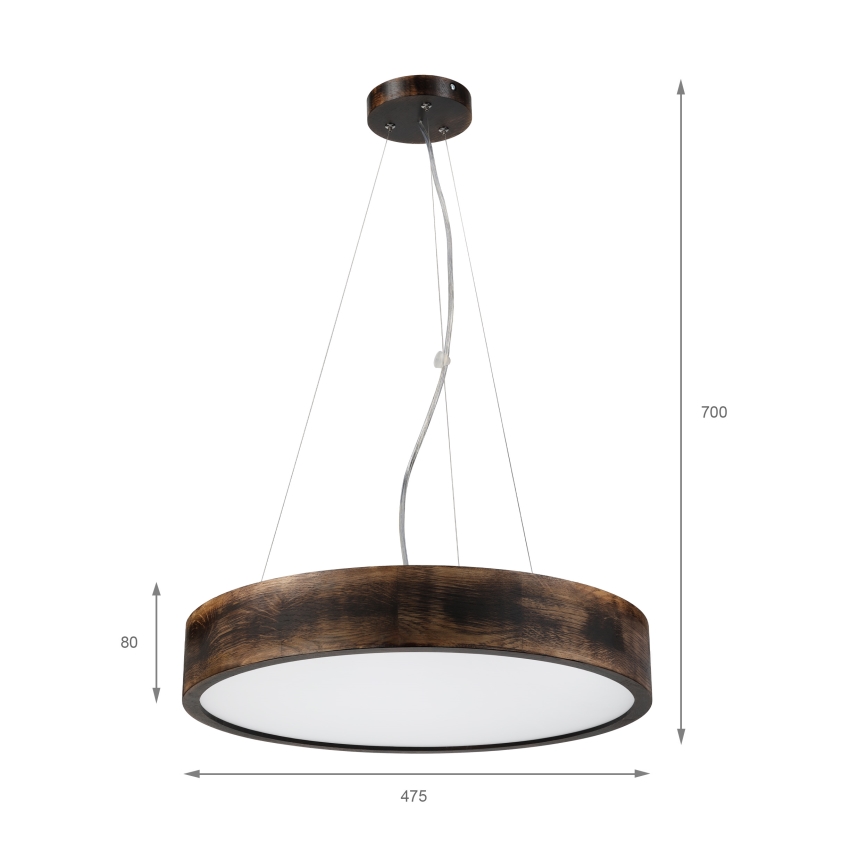 Brilagi - LED люстра на тросі CARVALHO SMOKEY 3xE27/60W/230V дуб, діаметр 47,5 см