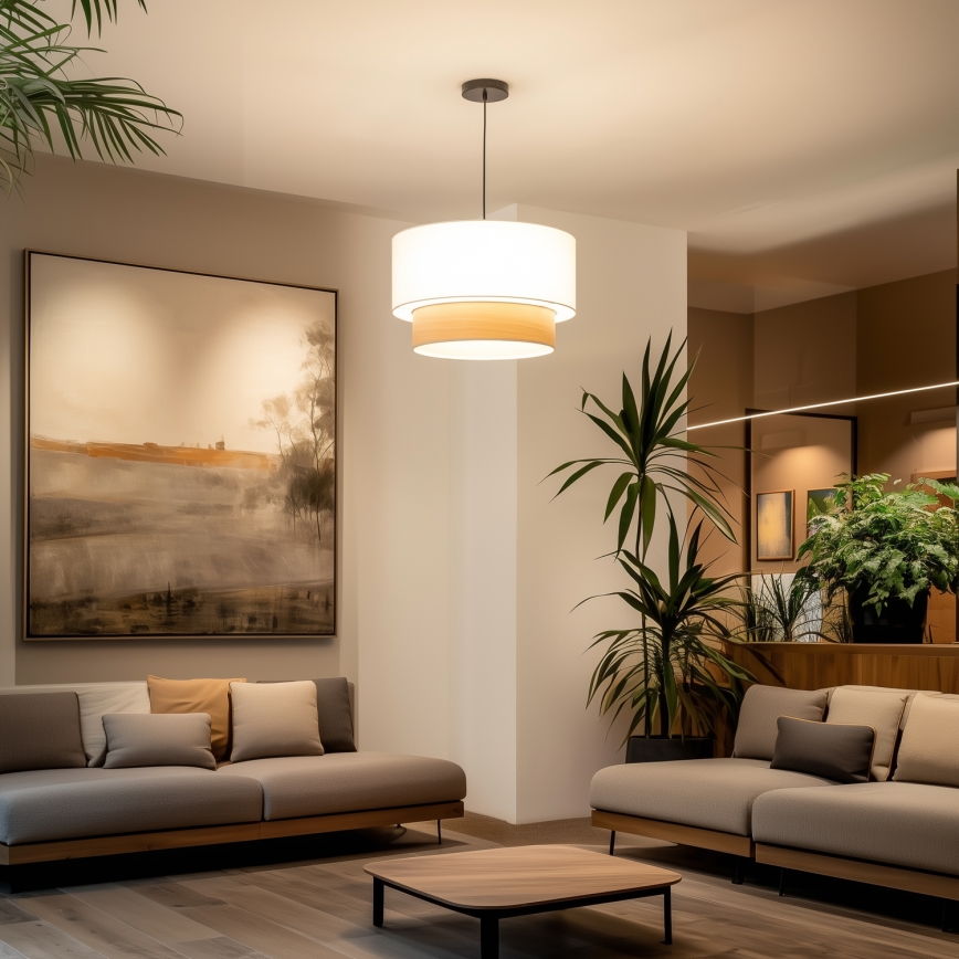 Brilagi - LED-люстра на тросі CERIA 1xE27/40W/230V діам. 50 см біла/бежева