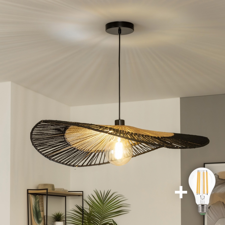 Brilagi - LED-люстра на тросі CERIA BOHO 1xE27/40W/230V діам. 80 cm чорний/коричневий