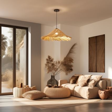 Brilagi - LED-люстра на тросі CERIA BOHO 1xE27/40W/230V, діаметр 100 см, ротанг
