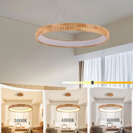 Brilagi - LED-люстра на тросі FALCON WOOD MODERN LED/60W/230V 3000/4000/6000K діам. 80 см дерев'яна