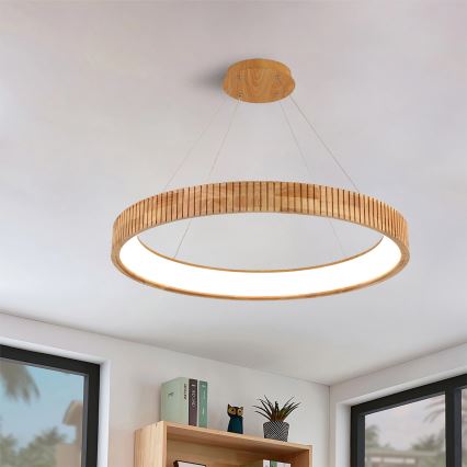 Brilagi - LED-люстра на тросі FALCON WOOD MODERN LED/60W/230V 3000/4000/6000K діам. 80 см дерев'яна