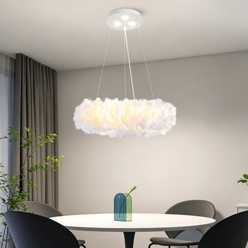 BRILAGI - LED-люстра на тросі FEATHER 3xE27/40W/230V + 3xLED/3W діам. 40 см біла