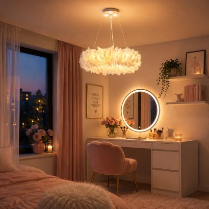 BRILAGI - LED-люстра на тросі FEATHER 3xE27/40W/230V + 3xLED/3W діам. 40 см біла