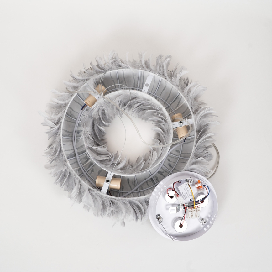 BRILAGI - LED-люстра на тросі FEATHER 3xE27/40W/230V + 3xLED/3W діам. 50 см, сіра