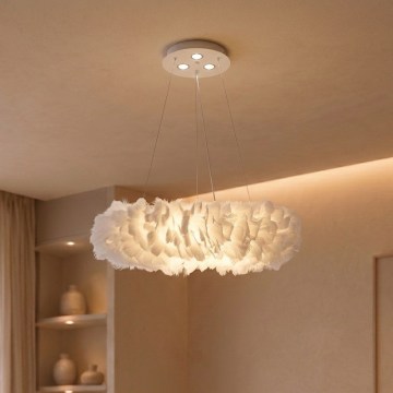BRILAGI - LED-люстра на тросі FEATHER 3xE27/40W/230V + 3xLED/3W, діаметр 50 см, біла