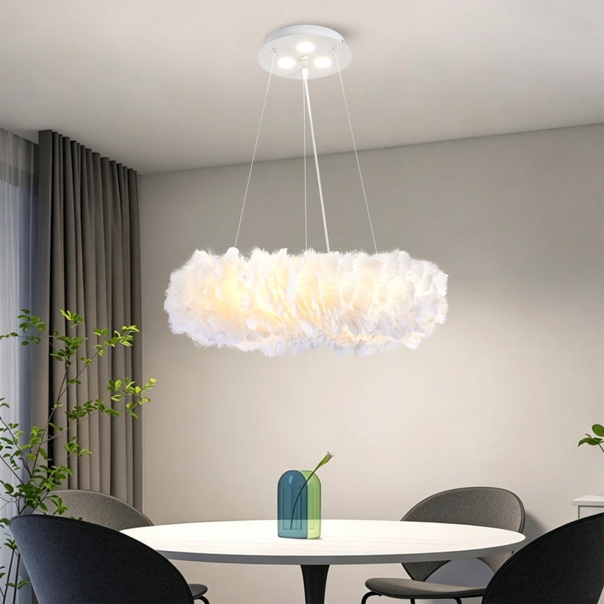 BRILAGI - LED-люстра на тросі FEATHER 3xE27/40W/230V + 3xLED/3W, діаметр 50 см, біла