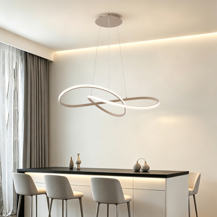 Brilagi - LED-люстра з регулюванням яскравості на тросі INFINITY LED/80W/230V 3000-6000K 80x80 cm бежева + дистанційне керування