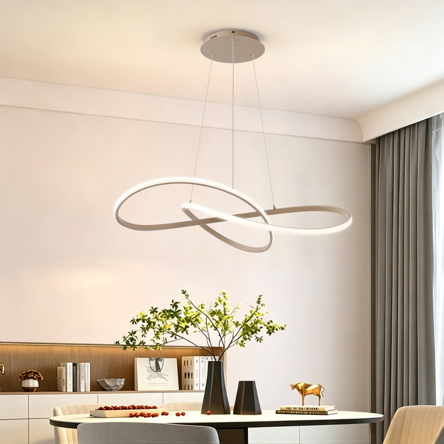 Brilagi - LED-люстра з регулюванням яскравості на тросі INFINITY LED/80W/230V 3000-6000K 80x80 cm бежева + дистанційне керування