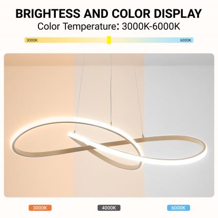 Brilagi - LED-люстра з регулюванням яскравості на тросі INFINITY LED/80W/230V 3000-6000K 80x80 cm бежева + дистанційне керування