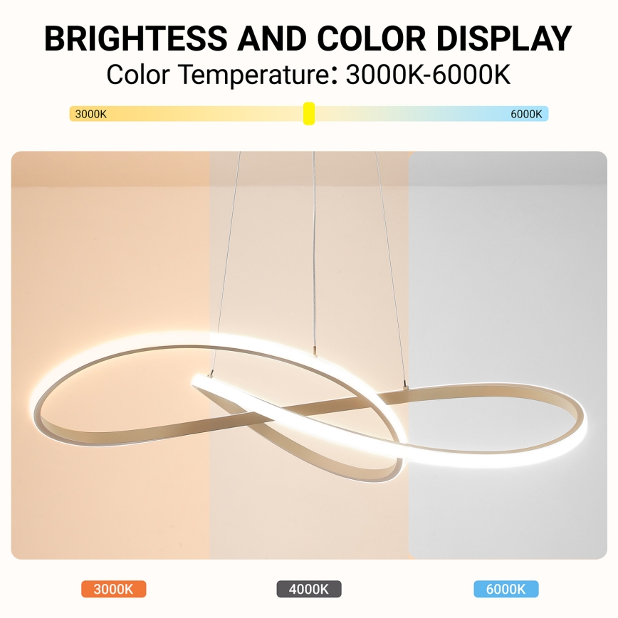 Brilagi - LED-люстра з регулюванням яскравості на тросі INFINITY LED/80W/230V 3000-6000K 80x80 cm бежева + дистанційне керування