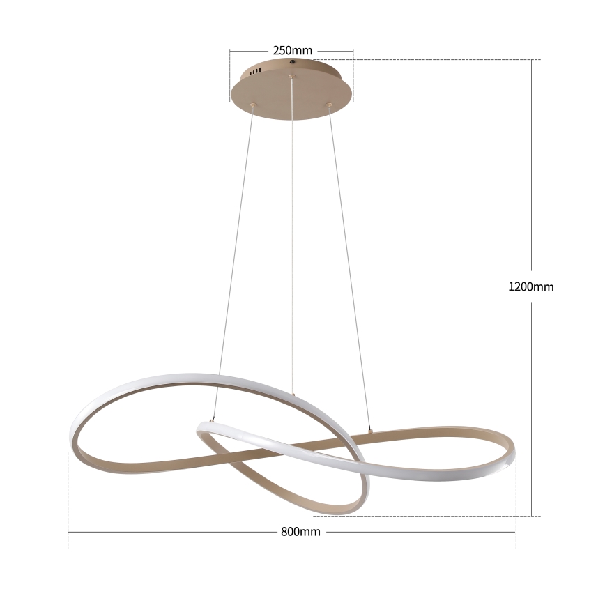 Brilagi - LED-люстра з регулюванням яскравості на тросі INFINITY LED/80W/230V 3000-6000K 80x80 cm бежева + дистанційне керування