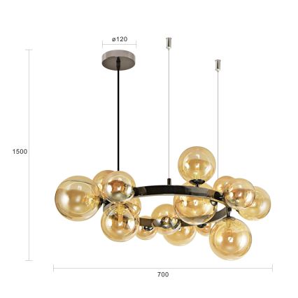 Brilagi - LED-люстра на тросі MILLA 15xG9/3W/230V чорний хром/золото