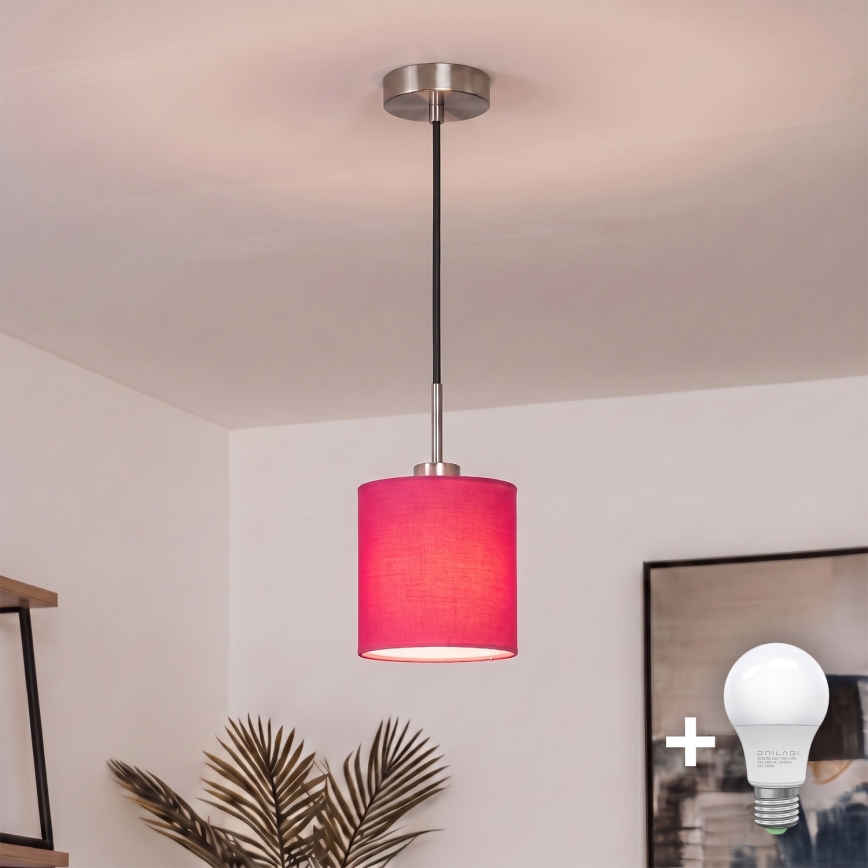 Brilagi - LED-люстра на тросі NUBILA 1xE27/60W/230V Ø 14 см чорний/рожевий
