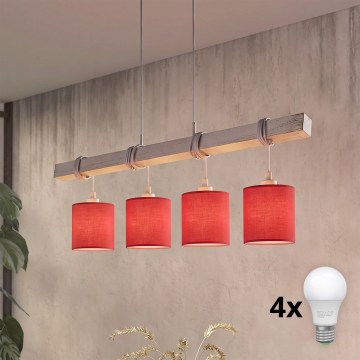 BRILAGI - LED-люстра на тросі NUBILA 4xE27/60W/230V сіра/червона
