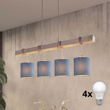 BRILAGI - LED люстра на тросі NUBILA 4xE27/60W/230V сіра/темно-синя