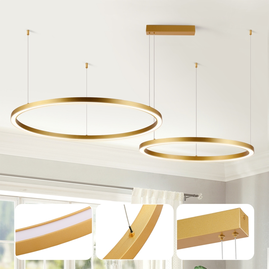 Brilagi - LED-люстра на тросі з регулюванням яскравості PORTOFINO LED/98W/230V 3000-6000K золота + пульт дистанційного керування