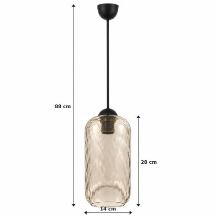 BRILAGI - LED-люстра на тросі RETRO GLASS 1xE27/60W/230V, діаметр 14 см, чорний/димчасто-коричневий