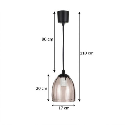 BRILAGI - LED підвісна люстра на тросі RETRO GLASS 1xE27/60W/230V Ø 17 см чорна/димчасто-бежева