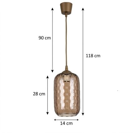 BRILAGI - LED-люстра на тросі RETRO GLASS 1xE27/60W/230V Ø 14 см коричнева//димчасто-коричнева