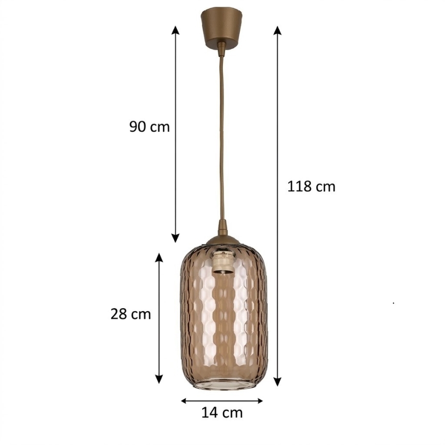 BRILAGI - LED-люстра на тросі RETRO GLASS 1xE27/60W/230V Ø 14 см коричнева//димчасто-коричнева