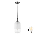 BRILAGI - LED люстра на тросі RETRO GLASS 1xE27/60W/230V діам. 14 cm чорна/біла
