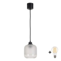 BRILAGI - LED-люстра на тросі RETRO GLASS 1xE27/60W/230V діам. 14 см чорна/біла