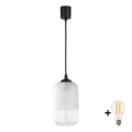 BRILAGI - LED-люстра на тросі RETRO GLASS 1xE27/60W/230V, діам. 14 см, чорна/біла