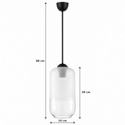 BRILAGI - LED-люстра на тросі RETRO GLASS 1xE27/60W/230V, діам. 14 см, чорна/біла