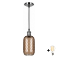 BRILAGI - LED-люстра на тросі RETRO GLASS 1xE27/60W/230V діам. 14 см чорна/димчасто-коричнева
