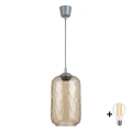 BRILAGI - LED-люстра на тросі RETRO GLASS 1xE27/60W/230V діам. 14 см срібляста/димчасто-коричнева