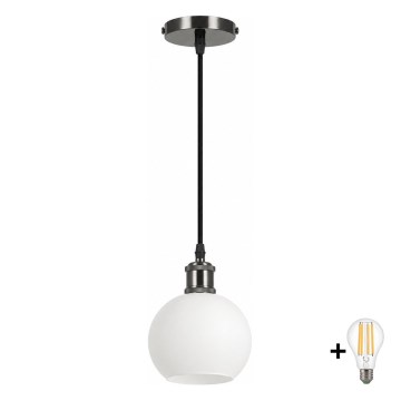 BRILAGI - LED люстра на тросі RETRO GLASS 1xE27/60W/230V діам. 15 см чорна/біла