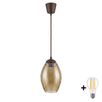BRILAGI - LED-люстра на тросі RETRO GLASS 1xE27/60W/230V діам. 17 см коричнева/димчасто-бежева
