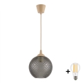BRILAGI - LED-люстра на тросі RETRO GLASS 1xE27/60W/230V діам. 18 см бежева/димчасто-сіра