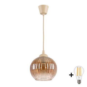 BRILAGI - LED-люстра на тросі RETRO GLASS 1xE27/60W/230V діам. 18 см бежева/димчасто-коричнева