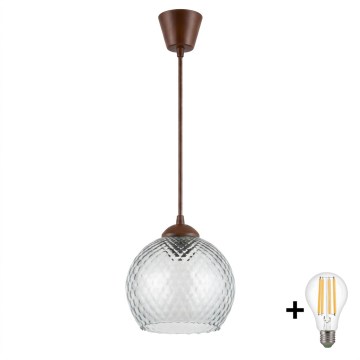 BRILAGI - LED-люстра на тросі RETRO GLASS 1xE27/60W/230V діам. 25 cm коричнева/димчасто-сіра
