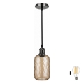 BRILAGI - LED люстра на тросі RETRO GLASS 1xE27/60W/230V діаметр 14 см чорна/димчасто-коричнева